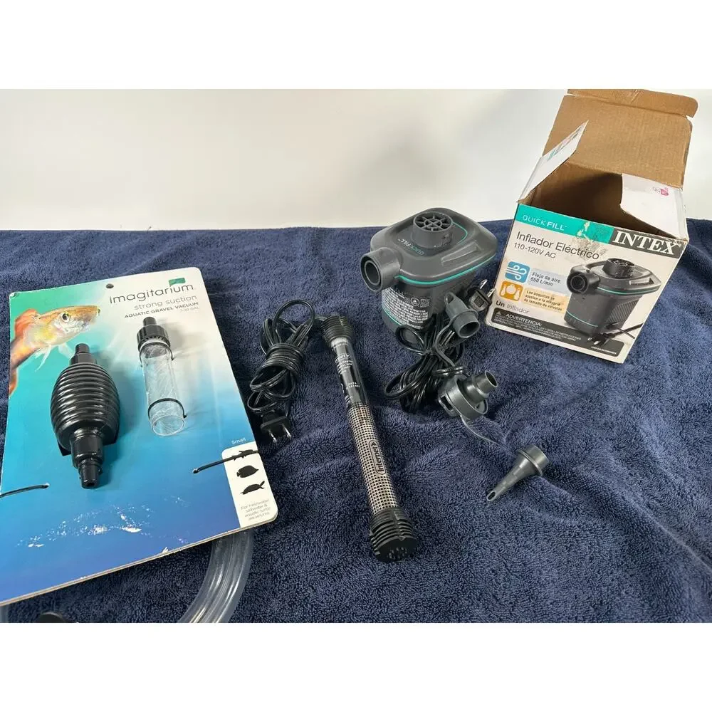 Aquarium Gravel Vacuum, 50W Heater & Intex Quick Fill Pump Bundle